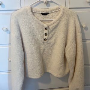 white fuzzy long sleeve